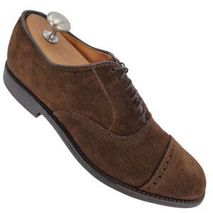 Vintage Allen Edmonds Mens 8A Brown Suede Leather Dress Shoes Captoe Oxfords USA